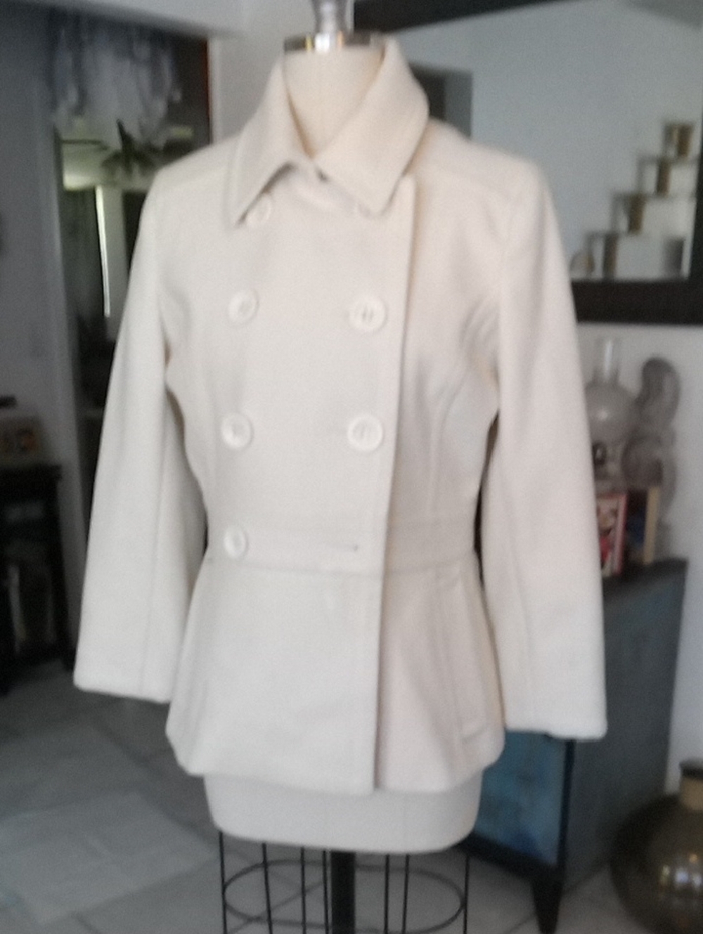 lei Women's Elegant Cream Pea Coat
